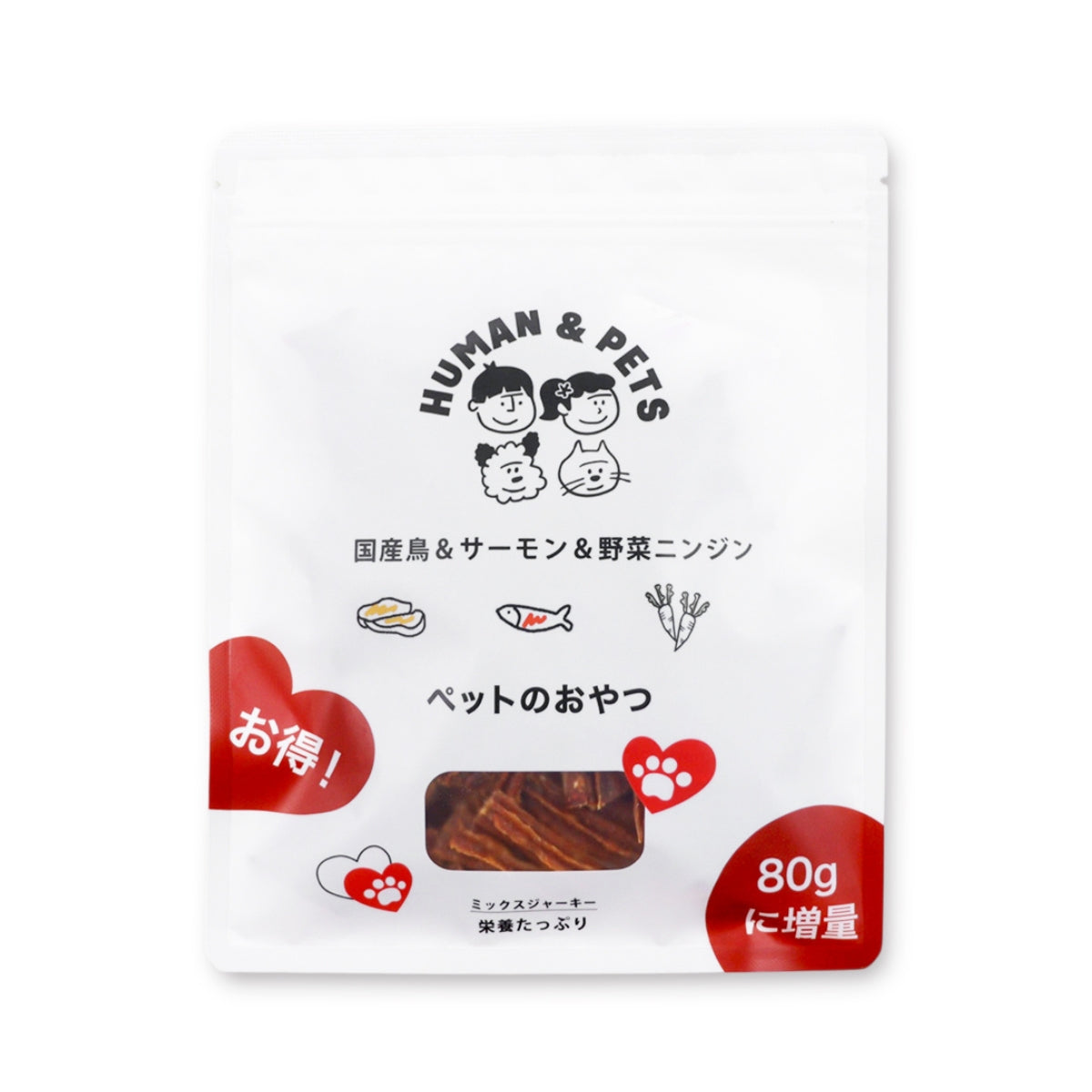 ミックスジャーキー［チキン・サーモン・にんじん入り］大容量【国産】