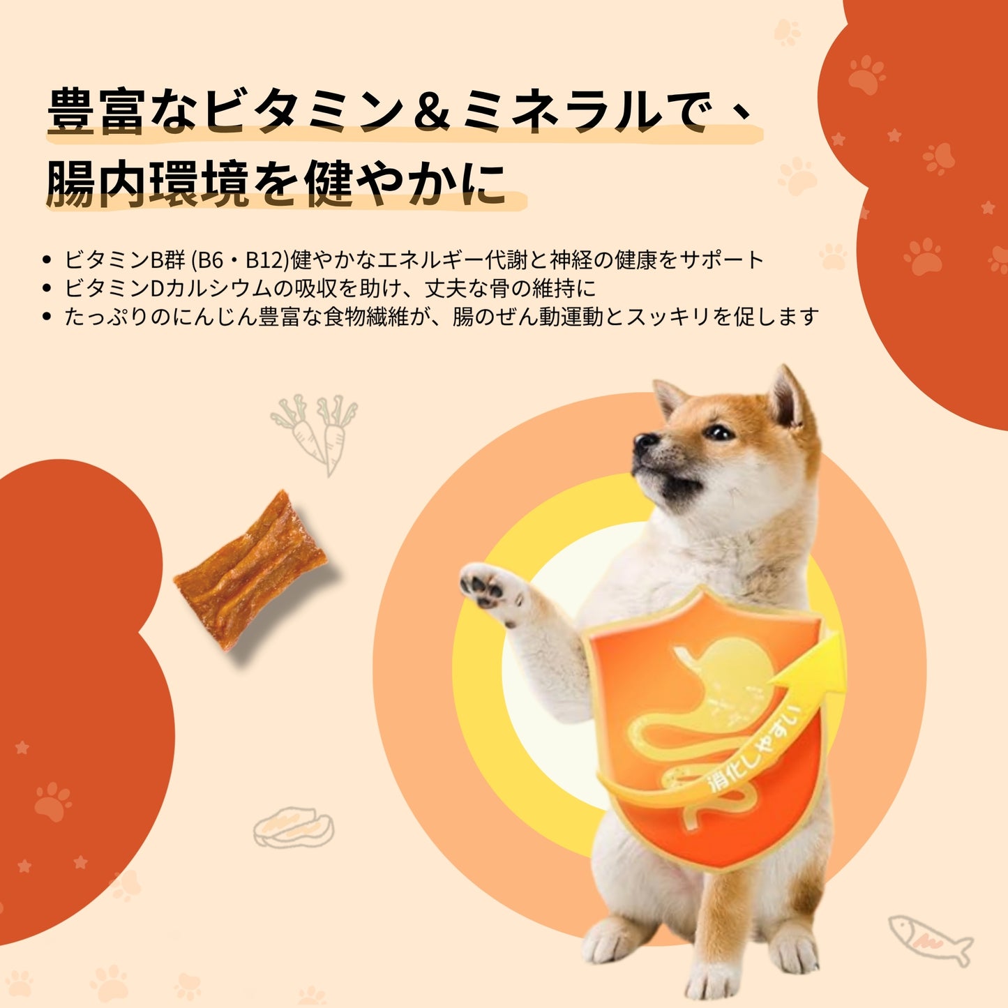 ミックスジャーキー［チキン・サーモン・にんじん入り］大容量【国産】