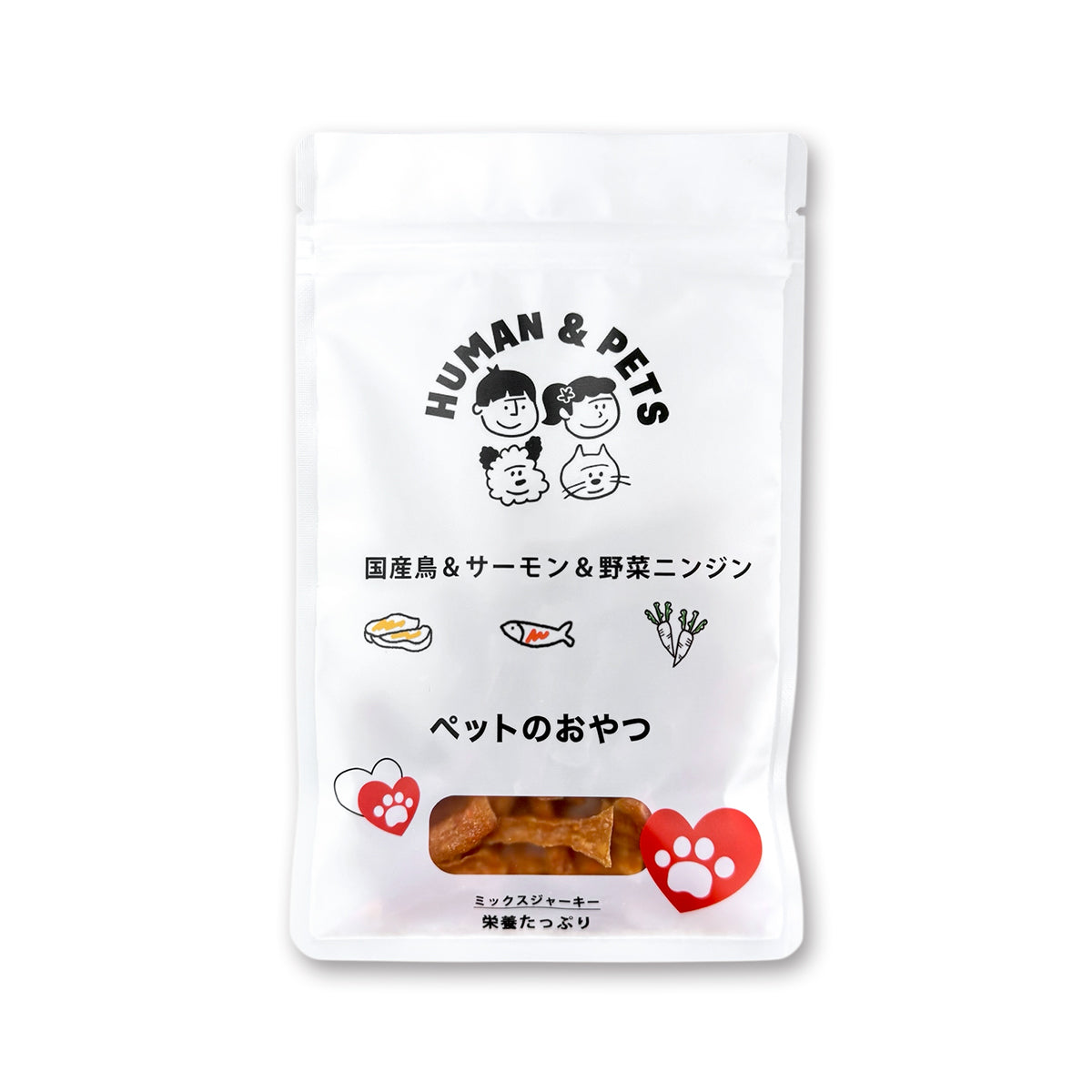 ミックスジャーキー［チキン・サーモン・にんじん入り］【国産】